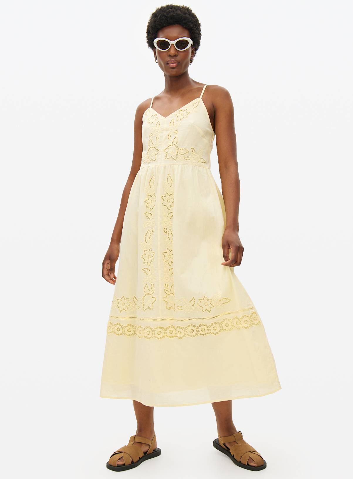 Yellow Cutwork Midaxi Strappy Dress 6 - Image 1
